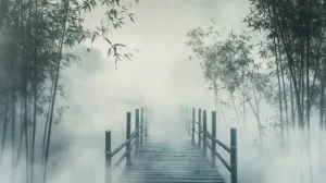Alternative view of Serene Misty Pathway Wall Mural