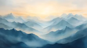 Alternative view of Serene Mountain Landscape Wall Mural