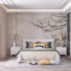 Serene abstract nature artwork featuring delicate branches and a soft beige background.||