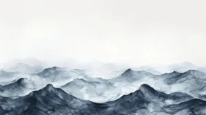Alternative view of Serene Ocean Waves Watercolor Wall Mural
