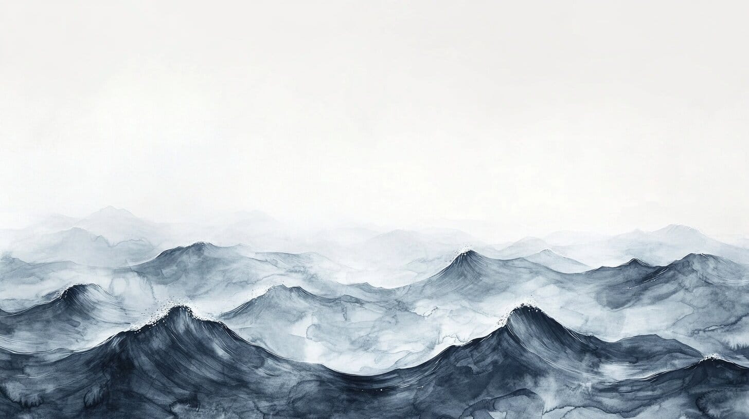Main product image for Serene Ocean Waves Watercolor Wall Mural