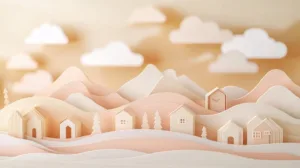 Alternative view of Serene Paper-Cut Landscape Wall Mural