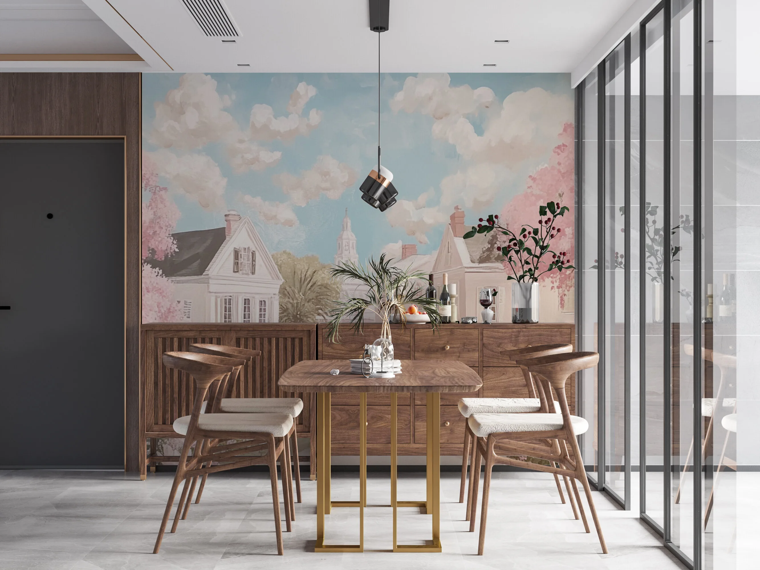 Rendered wallpaper image for Serene Southern Charm Wall Mural