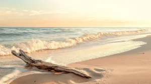 Alternative view of Serene Sunset Beach Scene Wall Mural