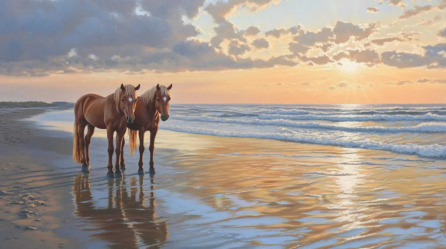 Main product image for Serene Sunset Horses Wall Mural