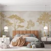 Artistic depiction of serene trees in a natural landscape.||