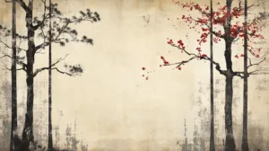 Alternative view of Serene Trees Artwork Wall Mural