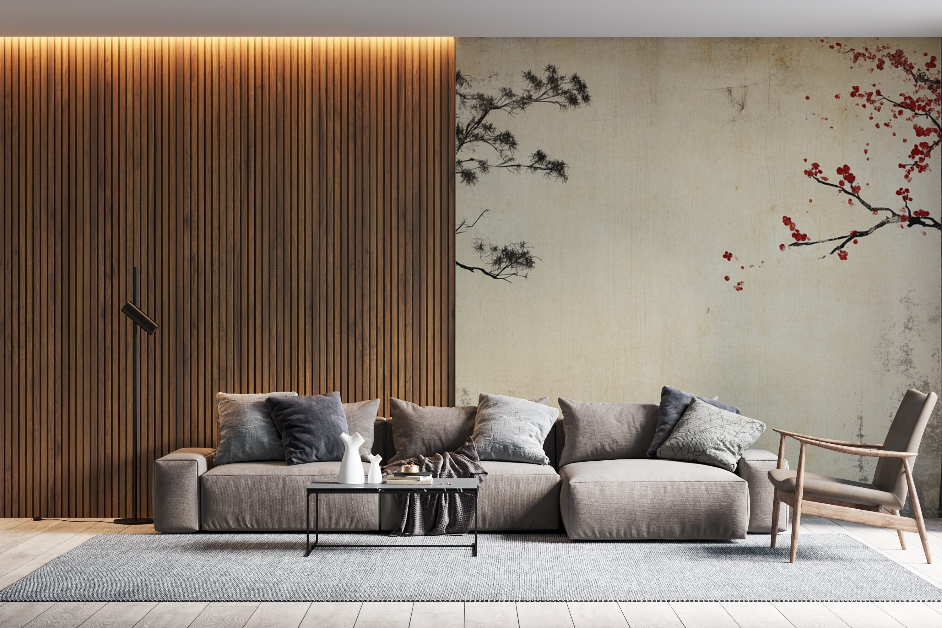 Rendered wallpaper image for Serene Trees Artwork Wall Mural