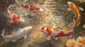 Alternative view of Serene Underwater Koi Scene Wall Mural