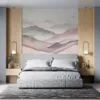 Tranquil watercolor mountain landscape in soft hues||