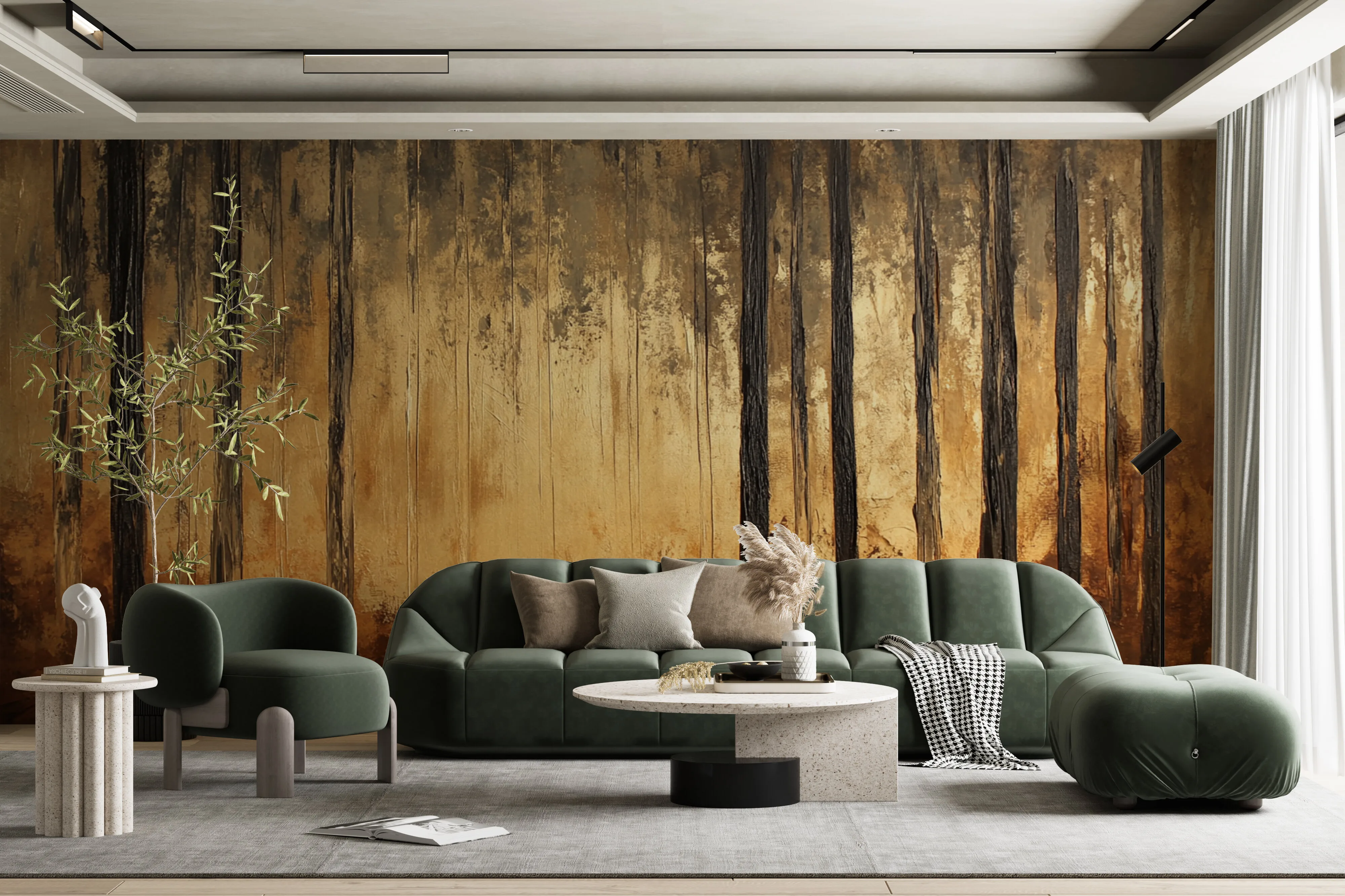 Rendered wallpaper image for Serene Woodland Landscape Wall Mural