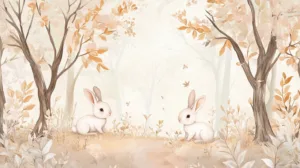 Alternative view of Serene Woodland Rabbits Wall Mural