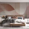 Minimalist abstract artwork with soft|flowing shapes in pink|beige