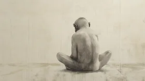 Alternative view of Solitary Ape Reflection Wall Mural