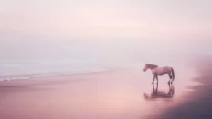 Alternative view of Solitary Horse on the Beach Wall Mural