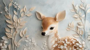 Alternative view of Stylized Deer Art Wall Mural