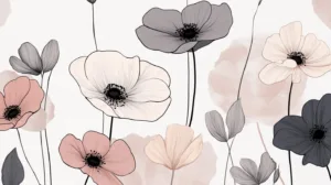 Alternative view of Stylized Floral Art Wall Mural