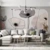 Stylized floral design with soft colors and abstract elements||