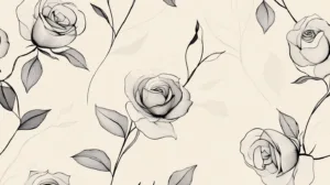 Alternative view of Stylized Floral Rose Pattern Wall Mural