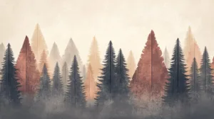 Alternative view of Stylized Forest Scene Wall Mural