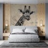 Stylized illustration of a giraffe on textured background