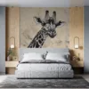 Stylized illustration of a giraffe on textured background||