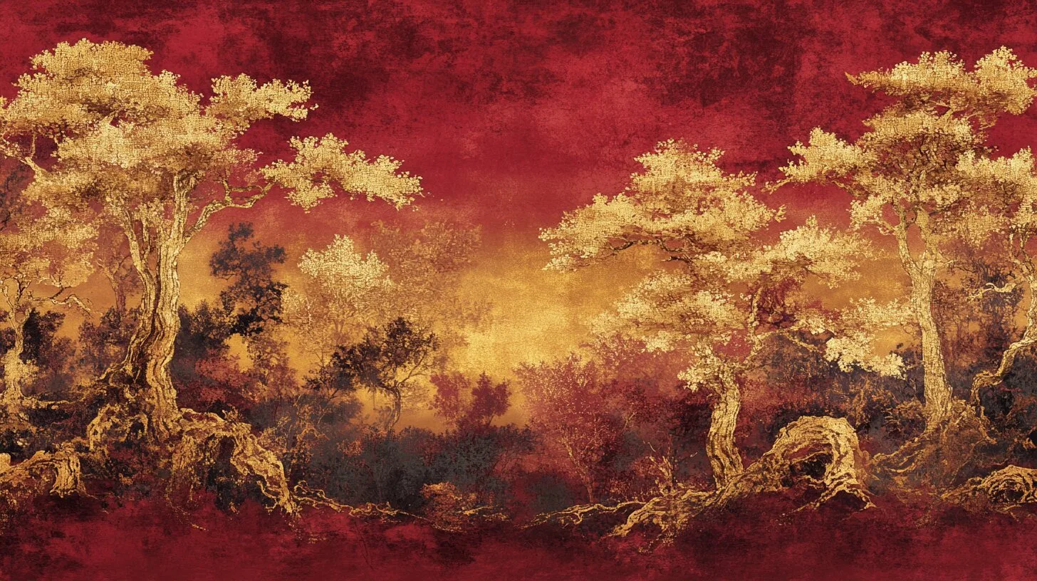 Main product image for Stylized Landscape with Trees Wall Mural