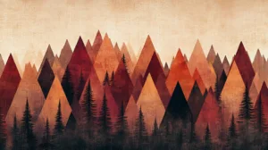 Alternative view of Stylized Mountain Landscape Wall Mural