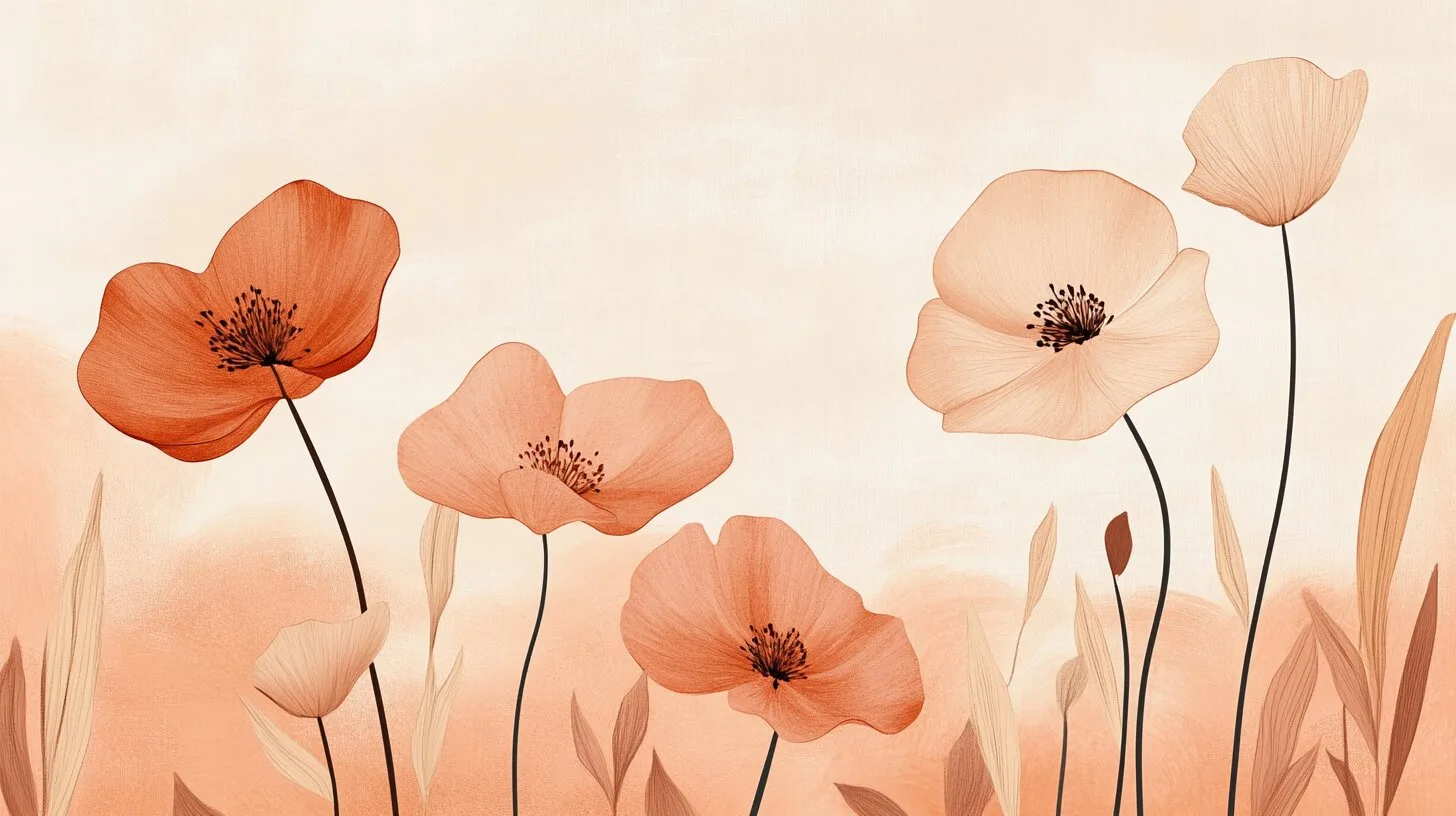 Main product image for Stylized Poppy Floral Artwork Wall Mural