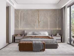 Stylized tree pattern in muted colors||
