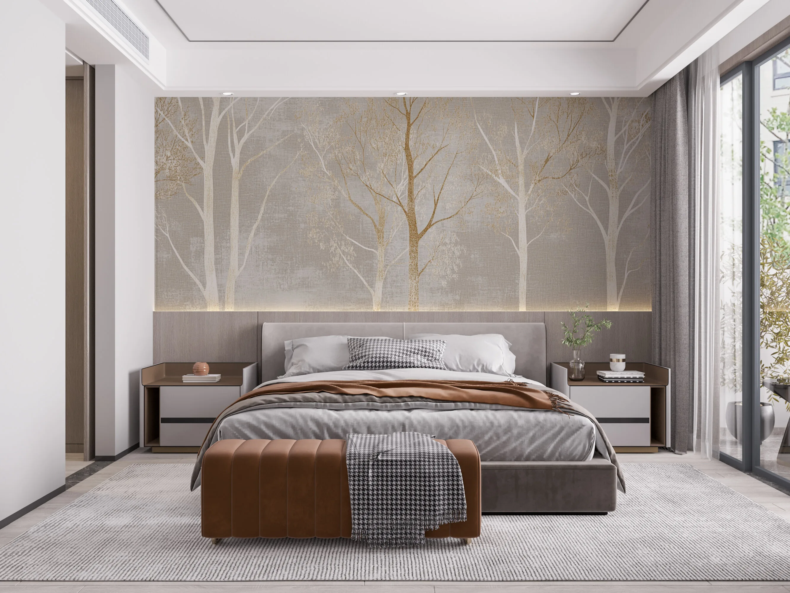 Rendered wallpaper image for Stylized Tree Pattern Wall Mural