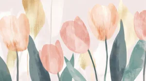 Alternative view of Stylized Tulips Floral Design Wall Mural