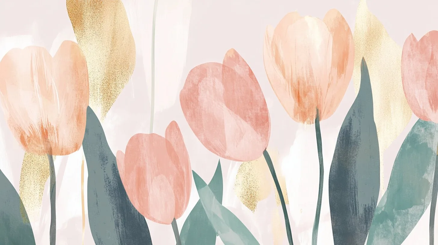 Main product image for Stylized Tulips Floral Design Wall Mural