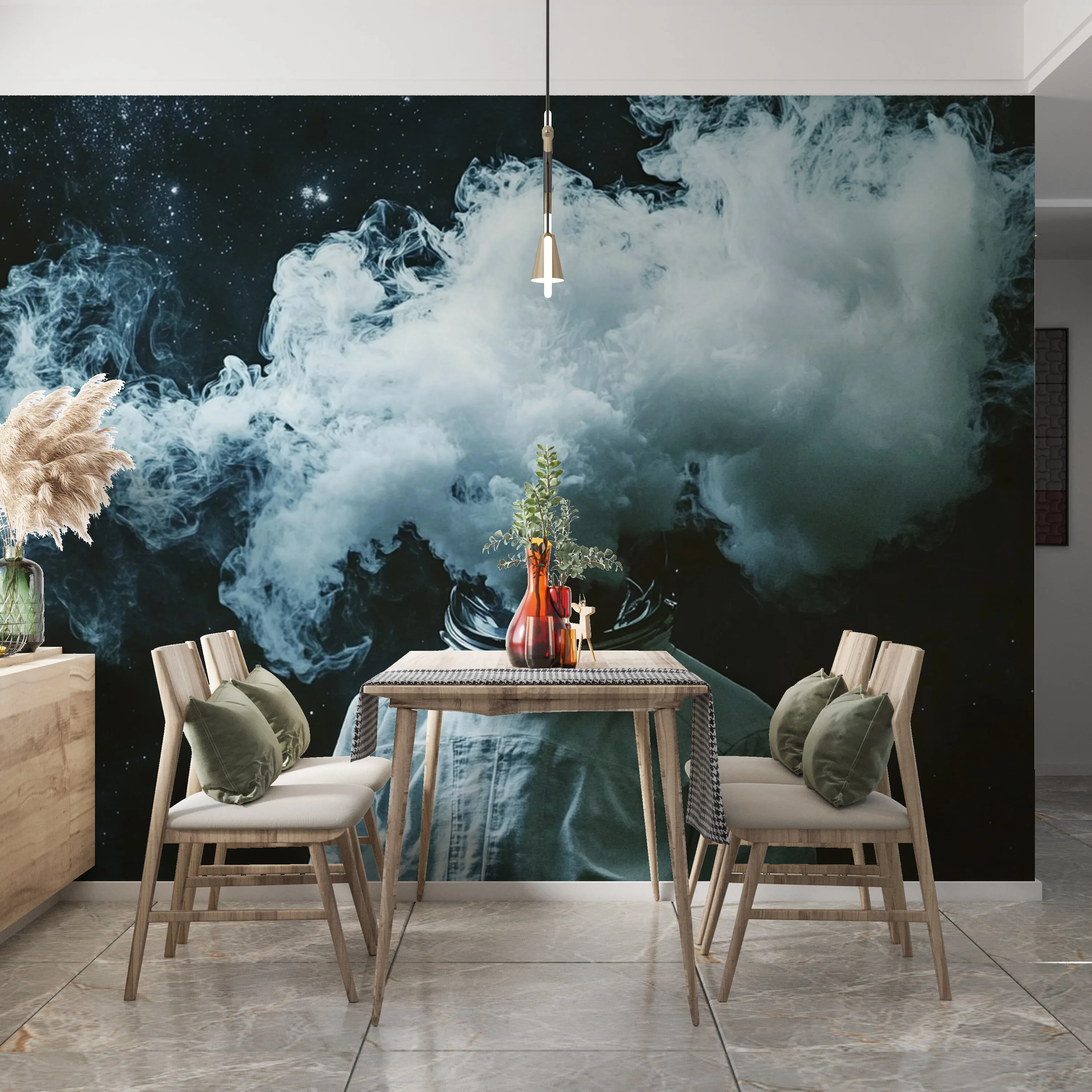 Rendered wallpaper image for Surreal Astronaut Dreamscape Wall Mural