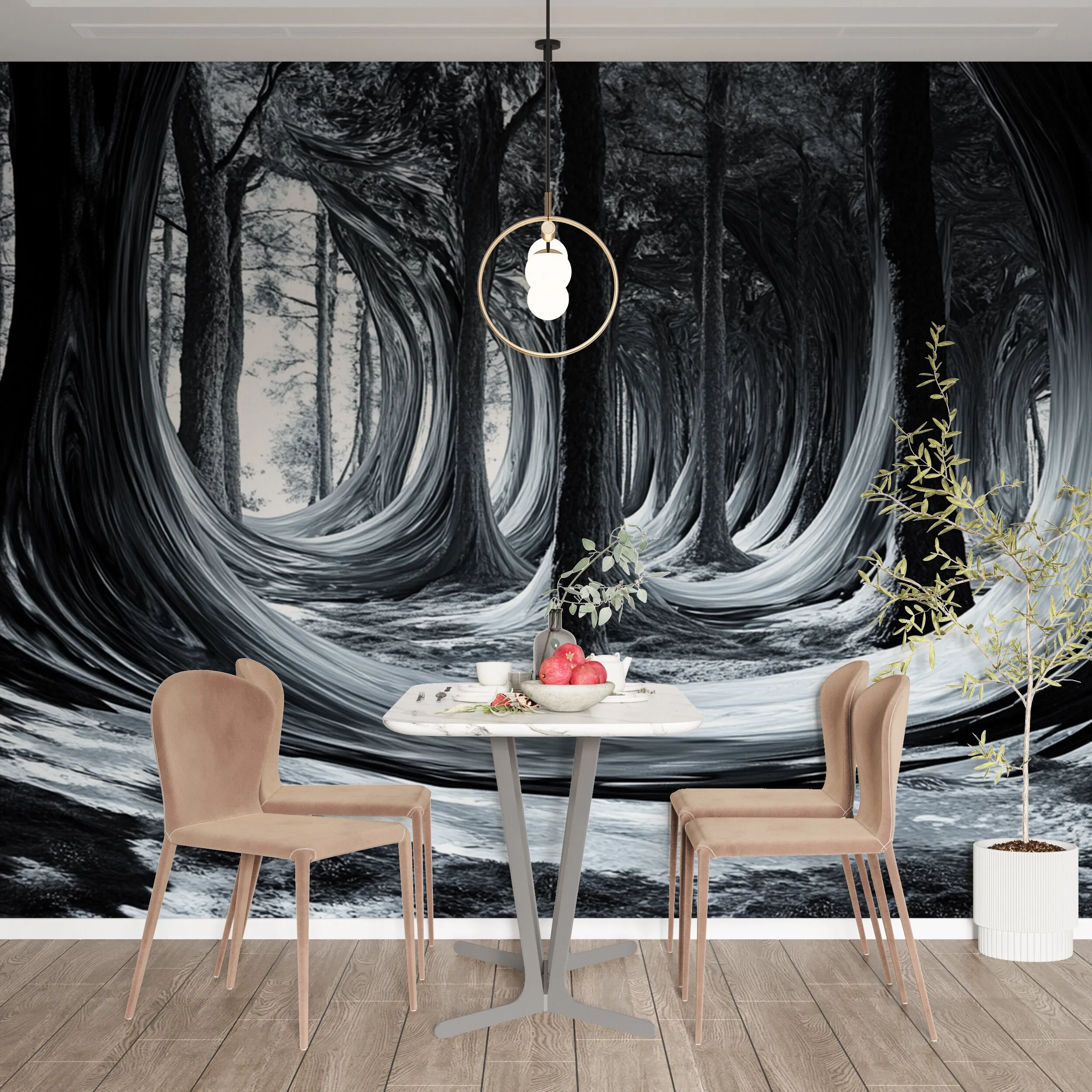 Rendered wallpaper image for Surreal Forest Scene Wall Mural