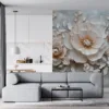 Textured floral and botanical elements in warm earthy tones||