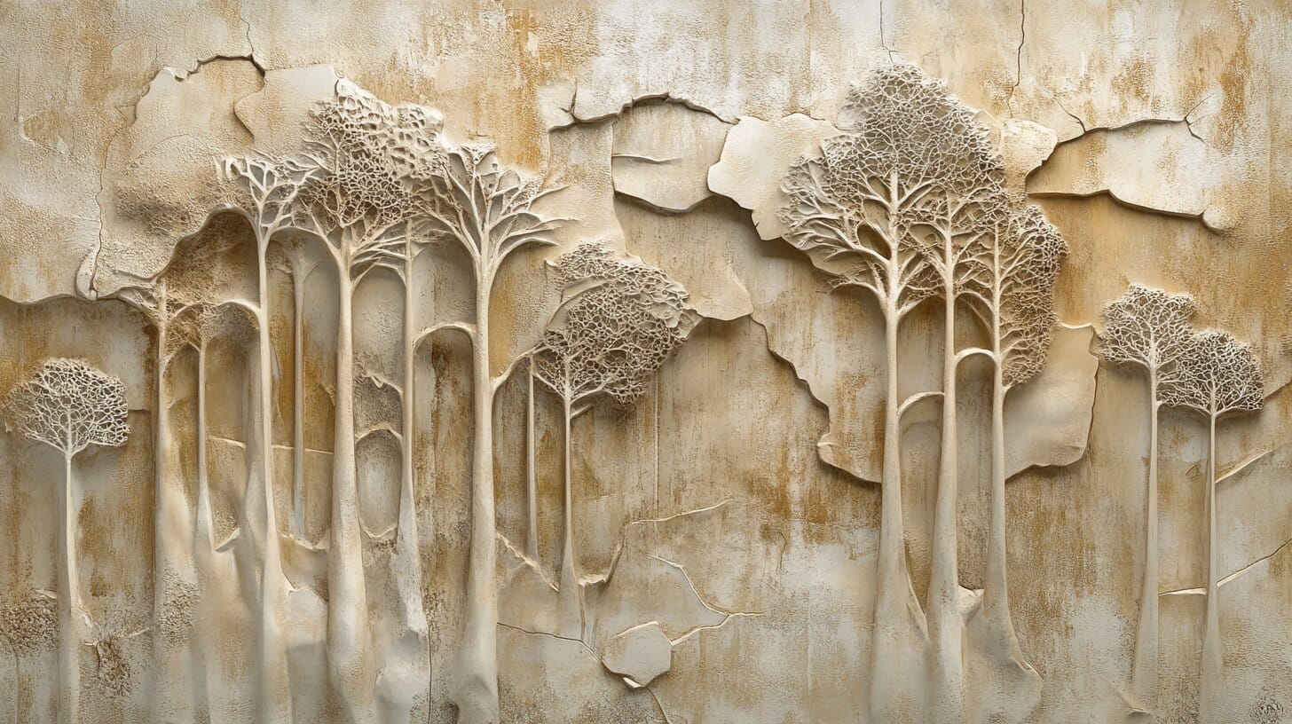 Image showcasing Transform Your Space with Stunning Textured Foliage Artwork Wall Murals ...