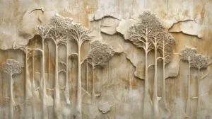 Alternative view of Textured Foliage Artwork Wall Mural