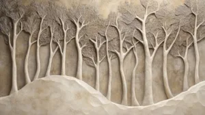 Alternative view of Textured Forest Scene Relief Sculpture Wall Mural