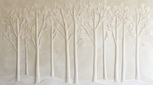 Alternative view of Textured Wall Art Featuring Stylized Trees Wall Mural