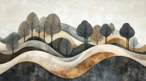 Alternative view of Tranquil Abstract Landscape Wall Mural