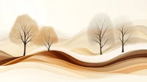 Alternative view of Tranquil Abstract Landscape with Trees Wall Mural