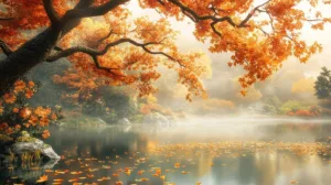Alternative view of Tranquil Autumn Reflection Wall Mural