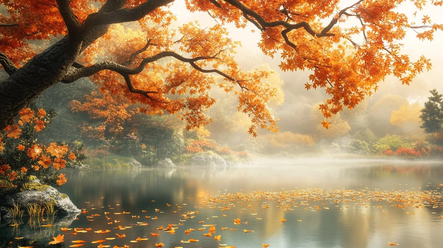 Main product image for Tranquil Autumn Reflection Wall Mural