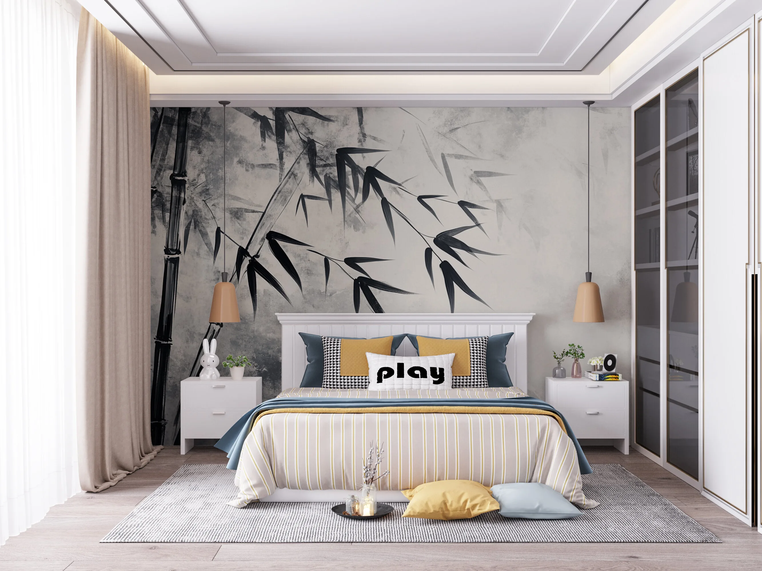 Rendered wallpaper image for Tranquil Bamboo Elegance Wall Mural