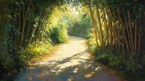Alternative view of Tranquil Bamboo Pathway Wall Mural
