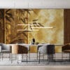 Serene bamboo setting with a warm glow background
