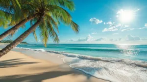 Alternative view of Tranquil Beach Scene Wall Mural
