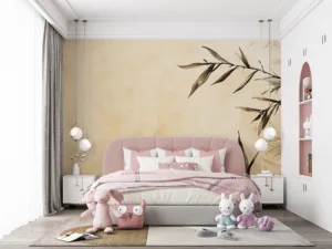 Textured background with botanical elements in soft warm tones||
