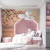 Tranquil cherry blossom landscape at sunrise or sunset